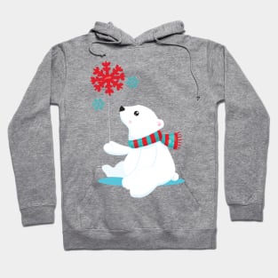 Polar Bear, Bear With Scarf, Cute Bear, Snowflakes Hoodie